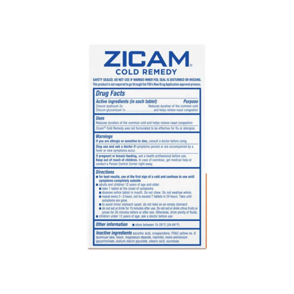 Zicam Zinc Cold Remedy RapidMelts Quick-Dissolve Tablets Citrus Flavor 25ct